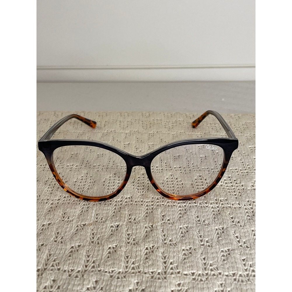 Quay Australia All Nighter Blue Light Glasses Black Tortoise Cat Eye Frames